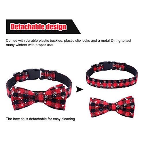 PEDOMUS Collar navideño para Perros de Navidad con Pajarita - 100% algodón Diseño de Nylon Collar para Perros Ajustable Hecho a Mano - Moda Linda para Perros pequeños medianos Grandes L