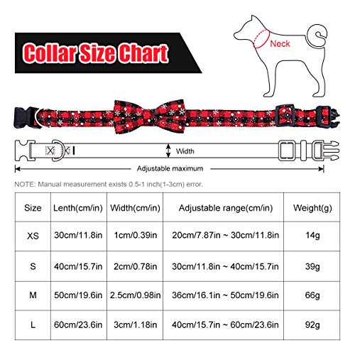 PEDOMUS Collar navideño para Perros de Navidad con Pajarita - 100% algodón Diseño de Nylon Collar para Perros Ajustable Hecho a Mano - Moda Linda para Perros pequeños medianos Grandes L