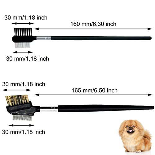 Peine de Cejas Peines de Quitar Manchas de Perros Doble Cara Cepillo Cejas Cepillo Pestañas Peine para Ojos de Perro de Doble Cara Cejas Peine Para Cosmético y Eliminación de Costras Mocos 4 Pcs