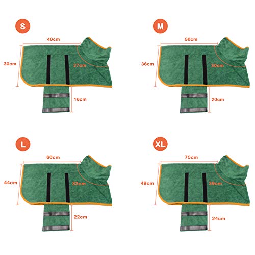 Pejoye Albornoz de Perros, Abrigo de Secado para Perros con Correa Ajustable Abrigo de Perro Albornoz Que Absorbe La Humedad del Secado con Cinta Mágica