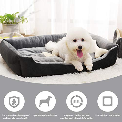 Pejoye Cama para Perros. Perro Gato Mascota Colchón Lavable Almohada Cojín Suave y Cálida Cama de Algodón PP con Parte Inferior Adecuado para Pugs y Pomerania