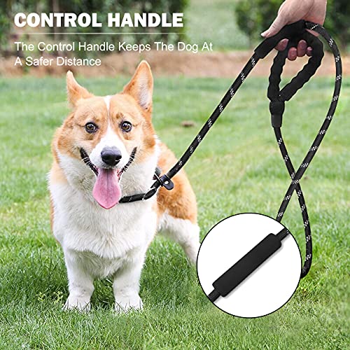 Pejoye Correa de Perro Adiestramiento 1.6m Larga Fuerte Resistente Reflectantes Cuerda con Mango Espuma Doble para Perros Medianos y Grandes para Camping Paseo Correr Senderismo (Negro)