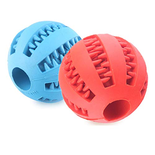 Pelota de Juguete Molar para Mascotas Bola de Goma para Perro Molar Pelota de Juguete Molar Bola para Molar Morder Dientes limpios Fugas de Comida Perro Molar Masticar Bally (7 cm, Rojo)