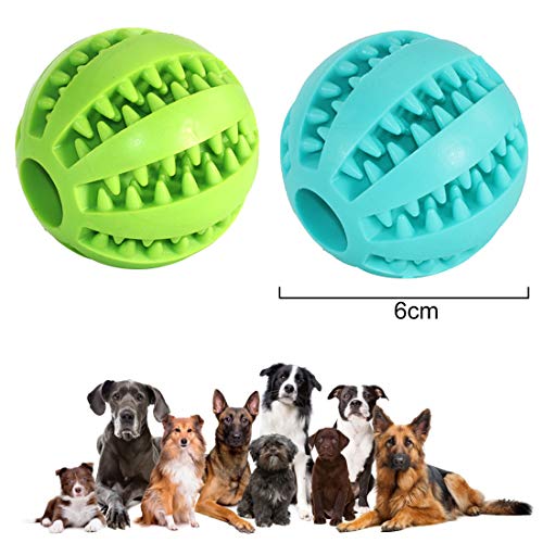 Pelota De Juguete Para Perros 2 PCS Mascotas Pelotas De Juguetes Para Perros, Bola De Comida Para Perros De Goma Resistente a Mordeduras No Tóxicas,Para Limpieza De Dientes, Bola De Entrenamiento IQ