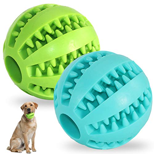 Pelota De Juguete Para Perros 2 PCS Mascotas Pelotas De Juguetes Para Perros, Bola De Comida Para Perros De Goma Resistente a Mordeduras No Tóxicas,Para Limpieza De Dientes, Bola De Entrenamiento IQ