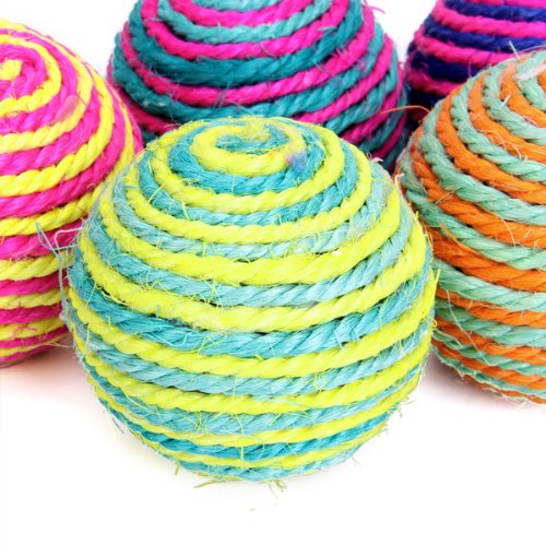 Pelota de sisal Sodial® juguete sonajero para mascotas, rascador para gato