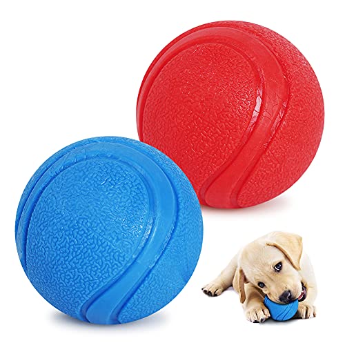 Pelota para Perros, Pelota de Caucho Natural para Perros, Pelota para Perro Indestructible Limpia Dientes, Juguete Interactivo Perro para Entrenamiento y Ejercicio (6CM-2Unidad)