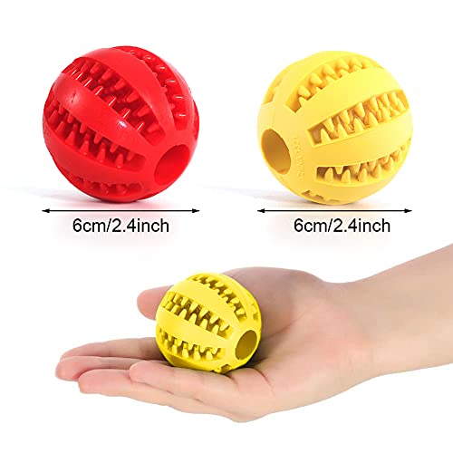 Pelota para Perros,Bola de Limpieza de Dientes Juguetes para Perros Mascotas Pelota de Goma Elástica,Bolas Juguetes Interactivos para Morder Perro (Amarillo & Rojo)