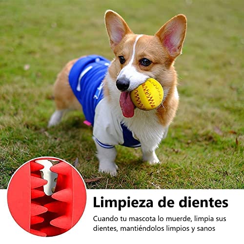 Pelotas para Perros Interactiva Limpia Dientes Antivoracidad Inteligente Dura Comida Juguete adiestramiento Cachorro Adulto antiestrés 2 Colores Rojo Amarillo 2 Unidades