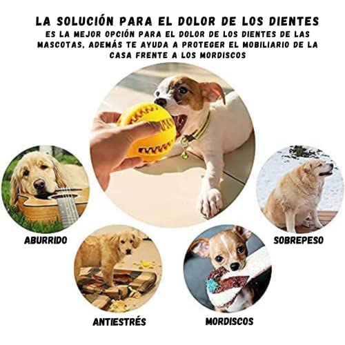 Pelotas para Perros Interactiva Limpia Dientes Antivoracidad Inteligente Dura Comida Juguete adiestramiento Cachorro Adulto antiestrés 2 Colores Rojo Amarillo 2 Unidades