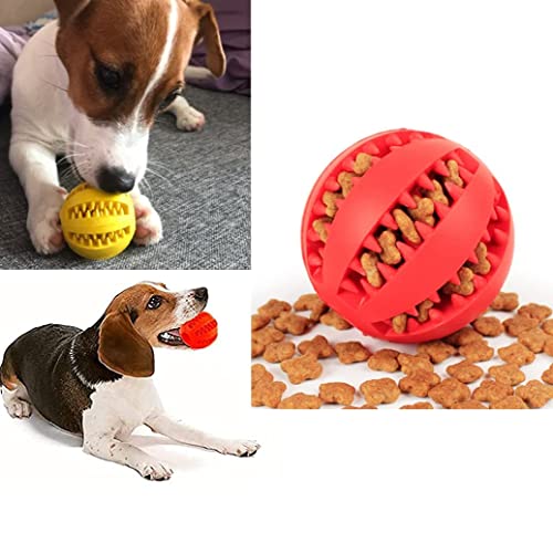 Pelotas para Perros Interactiva Limpia Dientes Antivoracidad Inteligente Dura Comida Juguete adiestramiento Cachorro Adulto antiestrés 2 Colores Rojo Amarillo 2 Unidades