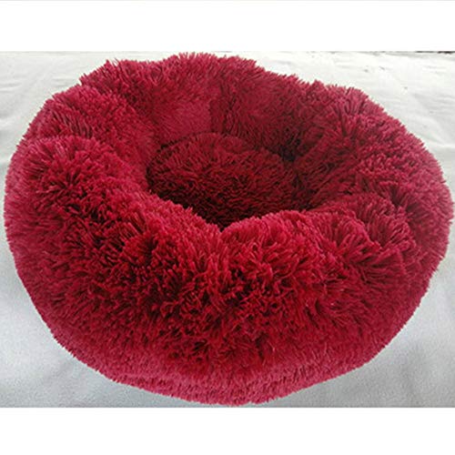 PENVEAT Cama Redonda para Perros Lavable de Felpa Larga Perrera Casa para Gatos Alfombrillas de algodón súper Suaves Sofá para Canasta de Perros Cama para Mascotas, marrón Claro, D60