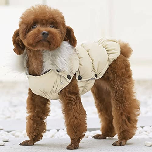 Perro abrigo de invierno Suéter de perro de cuello de piel, abrigo de perro de invierno cálido for perros pequeños, resistencia al viento de doble capa, cubierta de perro caliente, chaleco, chaleco co