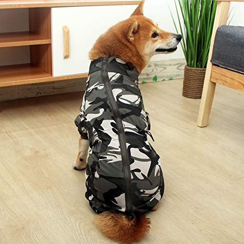 Perro de recuperación quirúrgica Traje de Camisas para Perros de Manga Larga Mantener al Perro de lamer heridas Protector Abdominales después de la cirugía Desgaste de(Camouflage,l)