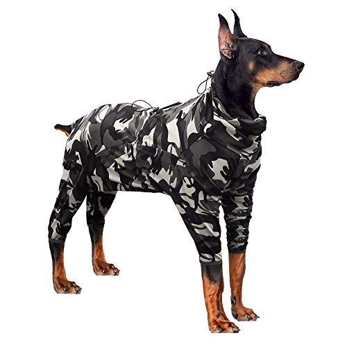 Perro de recuperación quirúrgica Traje de Camisas para Perros de Manga Larga Mantener al Perro de lamer heridas Protector Abdominales después de la cirugía Desgaste de(Camouflage,l)