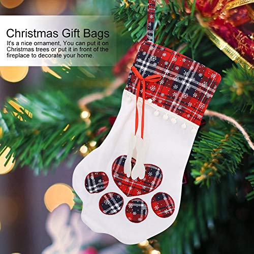 Perro Gato Paw Medias de Navidad, Bolsas Perro Pet Paw Calcetines Medias Decoración Navideña Medias Muñeca Colgante Regalos de Juguete Decoración