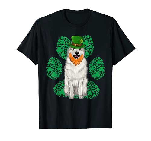 Perro Montaña De Los Pirineos Pata Día San Patricio Shamrock Camiseta