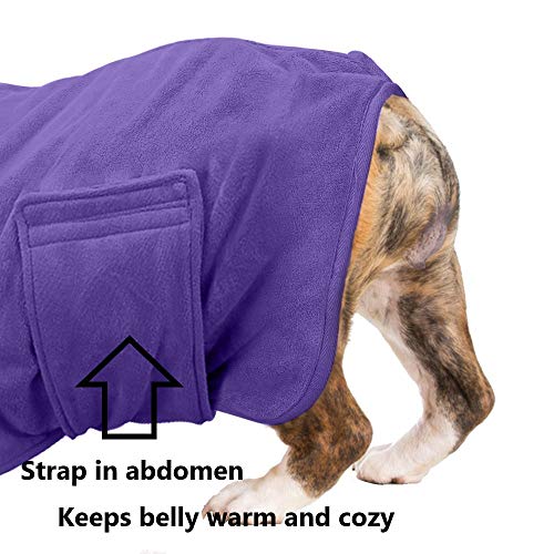 Perros Albornoz Bata Toallas de Baño, Albornoz para Perro de Microfibra Ultra Absorbente, Cinta Mágica Ajustable, Longitud de Espalda de 57 cm para Perros Grandes