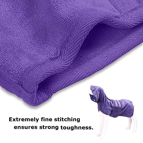 Perros Albornoz Bata Toallas de Baño, Albornoz para Perro de Microfibra Ultra Absorbente, Cinta Mágica Ajustable, Longitud de Espalda de 57 cm para Perros Grandes