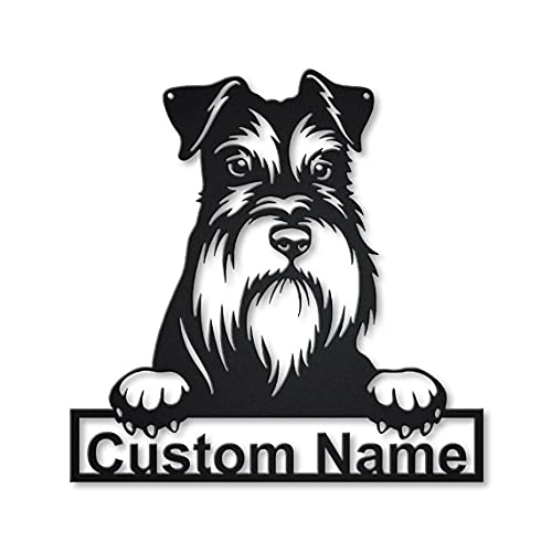 Personalizado del cartel del de madera del perro del Schnauzer miniatura | Letrero de de madera Schnauzer miniatura personalizado | Animal divertido | Regalo del día del padre | Regalo de mascotas