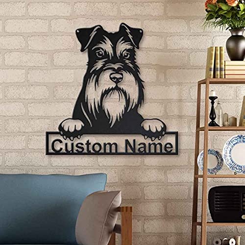 Personalizado del cartel del de madera del perro del Schnauzer miniatura | Letrero de de madera Schnauzer miniatura personalizado | Animal divertido | Regalo del día del padre | Regalo de mascotas