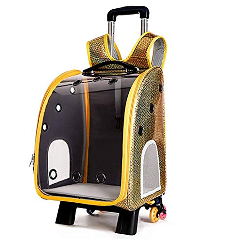 PET HOUND Transportín para Perros y Gatos con Ruedas extraíbles Funda para Maletas de Viaje Trolley Maleta Bolso Transparente para Mascota/Gato 33x27x42cm