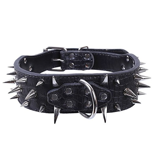 Pet Online Collar de perro de aleación picos dominante spid dientes pet Anti-bite collar, negro, 5 * 73cm