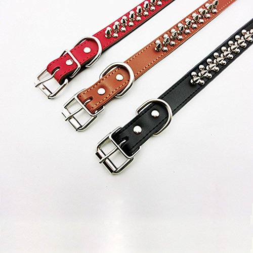 Pet Online Collar de perro mascota de cuero Anti-morder el collar rojo, S: 37cm