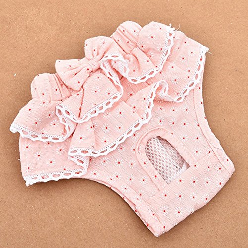 Pet Online Temporada perro calor pañales bragas pañal perrita pantalones pantalones de seguridad almohadilla lavable perro pequeño pantalón falsa menstruación, Rosa M (30-38cm)