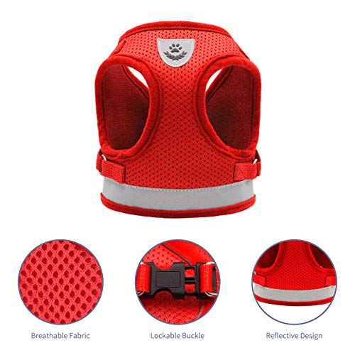 PET SPPTIES Arnés Reflector de Malla Respirante Pequeña Chaleco Arnés Perro Gato Ajustable Mascotas PS041 (XS, Red)