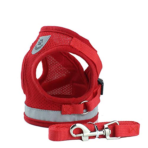 PET SPPTIES Arnés Reflector de Malla Respirante Pequeña Chaleco Arnés Perro Gato Ajustable Mascotas PS041 (XS, Red)