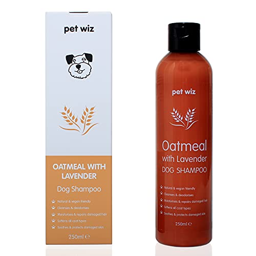 pet wiz Champú de avena con lavanda para perros, natural y vegano (250 ml)