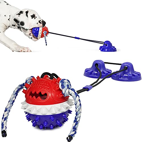 Petaccom Juguete para Perros Resistentes con Ventosas, Juguete Molar Interactivo para Perros, Juguete Masticable para Mascotas, Limpieza de Dientes, Dispensador de Comida para Perros