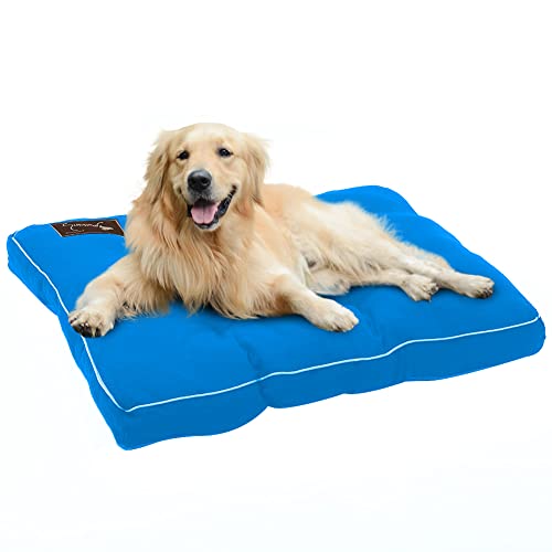 Petaccom-petking Cama para Perro Extra Grandes - Colchón para Mascotas Lavable Cojín Perros Suave y Antideslizante, Letras Azules, XL, 118 x 78 x 15 cm