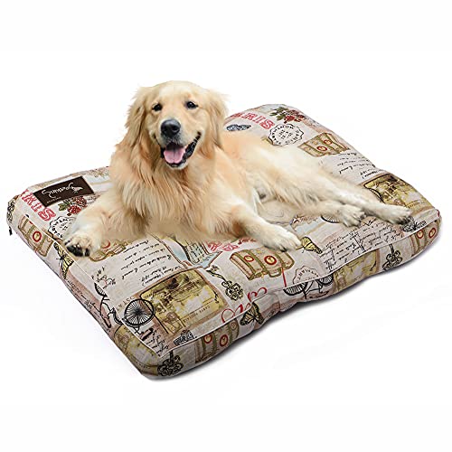 Petaccom-petking Cama para Perro Medianos - Colchón para Mascotas Extraíble y Lavable Cojín Perros Suave y Antideslizante, Sello de París, M, 78 x 58 x 15 cm