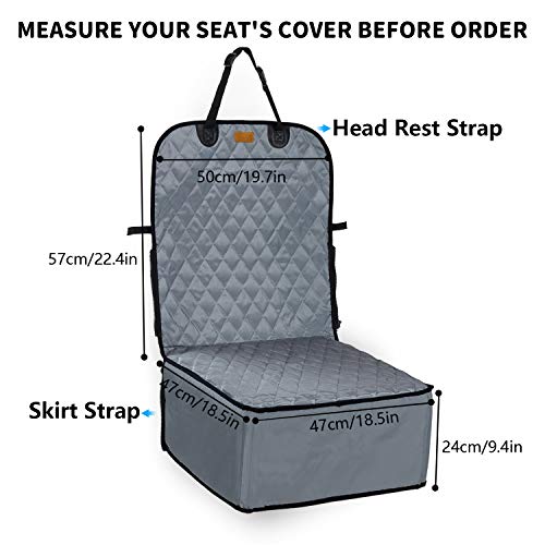 Petcomer Protector de Asiento de Coche para Mascota Perro Gato Asiento Cubierto Caja de Transporte 2 en 1 Funda Impermeable y Resistente (Gris)