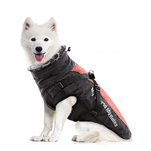 PETCUTE Abrigo para Perro de Invierno,Impermeable Chaqueta de Invierno para Perros con Arnés,Resistente al Viento,Ajustable,Reflectante Ropa para Mascotas Perros Pequeños, Medianos y Grandes