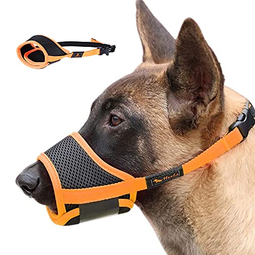 PETCUTE Bozal para Perros,Bozal Perro Anti-Mordedor, Bozal para Perros con Malla Transpirable,contra Mordeduras y Antiladridos Ajustable Cubierta de Boca de Mascota para Perros Grandes