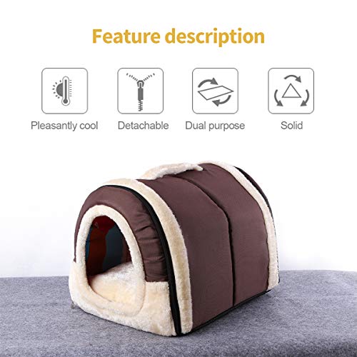 PETCUTE Casa Cama para Perros Casa para Mascotas Caseta para Perro Gato Interior con Cojín removible