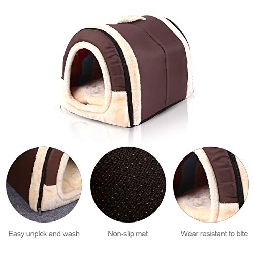 PETCUTE Casa Cama para Perros Casa para Mascotas Caseta para Perro Gato Interior con Cojín removible