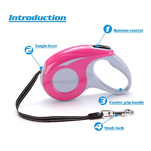 PETCUTE Correas Perros Extensible Correas para Perros Medianos Fuertes Correa Retráctil para Mascotas Outdoor 5M Rosado