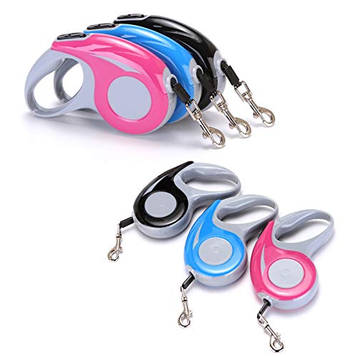 PETCUTE Correas Perros Extensible Correas para Perros Medianos Fuertes Correa Retráctil para Mascotas Outdoor 5M Rosado