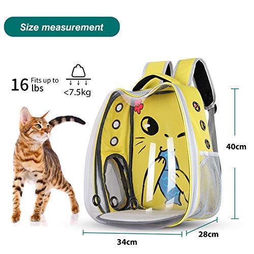 PETCUTE Mochila Perro Pequeños Bolsa para Transportar Gatos Transpirable Mochila Cápsula para Mascotas Viajes Senderismo Camping