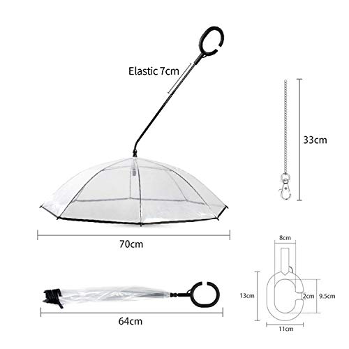 PETCUTE Paraguas para Perros Paraguas para Mascotas con Correa Paraguas Transparente para Perros Pequeños Medianos y Gatos