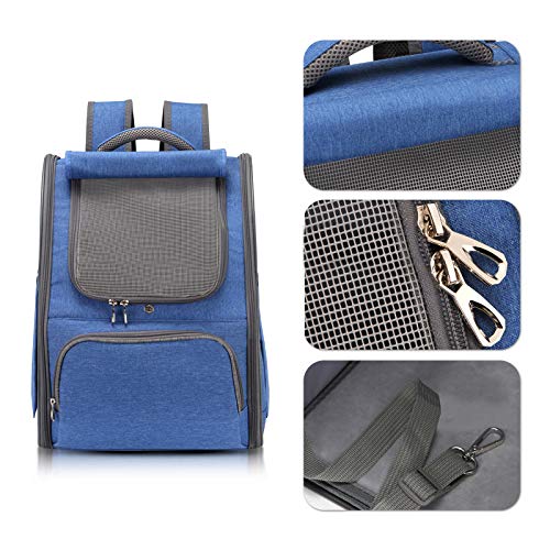 PETCUTE Transportin Gato Mochila Perro Pequeños Bolsa para Transportar Gatos Transpirable Viaje Mochila para Llevar Perros Gato Azul