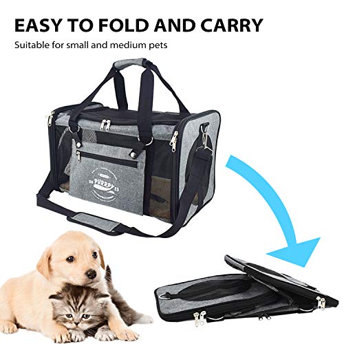 PETCUTE Transportín Perro Gato Bolsa De Transporte Plegable para Mascotas Jaulas para Perros Pequeño Medianos Coche Avion Cabina homologado Portador de Viaje hasta 10 Kg