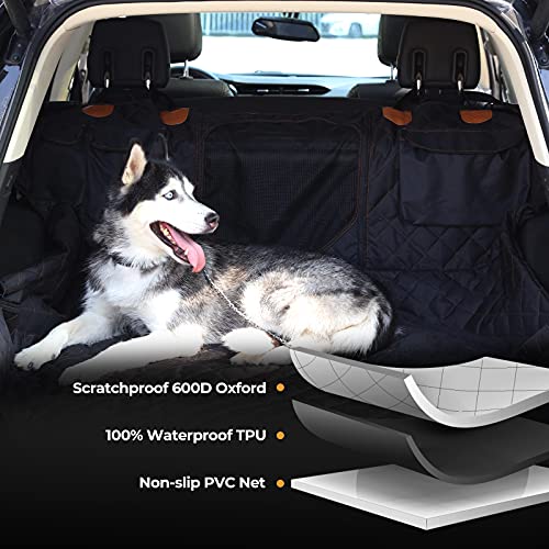 Peteast Funda Coche Perro: 2 en 1 Protector Coche Perros Asiento con Ventana, Manta Perro Coche para Maletero Impermeable Antideslizante para SUV Automóvil