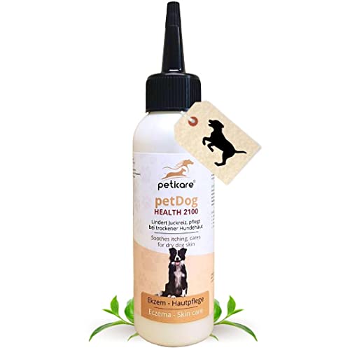 Peticare Perro Locion contra Dermatitis Atopica - Tratamiento Eficaz para Todas Formas Eczema, Detiene Picores Fuerte, Productos de Cuidado - petDog Health 2100