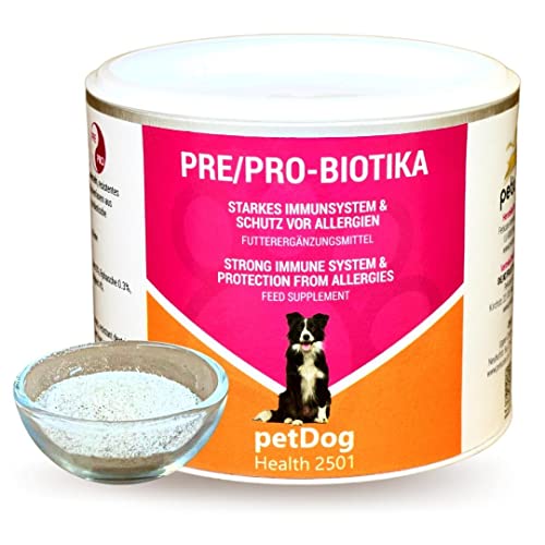 Peticare Perros Prebiótico y Probiótico - Fortalecer Sistema Inmunológico, Restauración Tripas, Construir Flora Intestinal, Alivia Susceptibilidad Alergias y Picores - petDog Health 2501