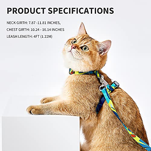 PETKIT arnés para Gatos, arnés Gatos/pequeños Animales, arnés Suave Ajustable a Prueba de Escapes para Gatitos, Cachorros, Conejos, Chihuahua（ Circunferencia del Pecho: 26-41 cm） 122cm (BLU)